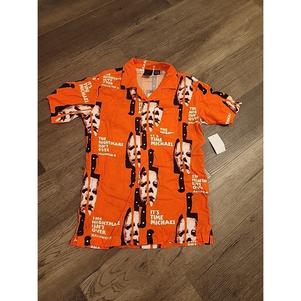 Halloween 2‎ Michael Myers Mens Sz XS Button Up Shirt All Over Print